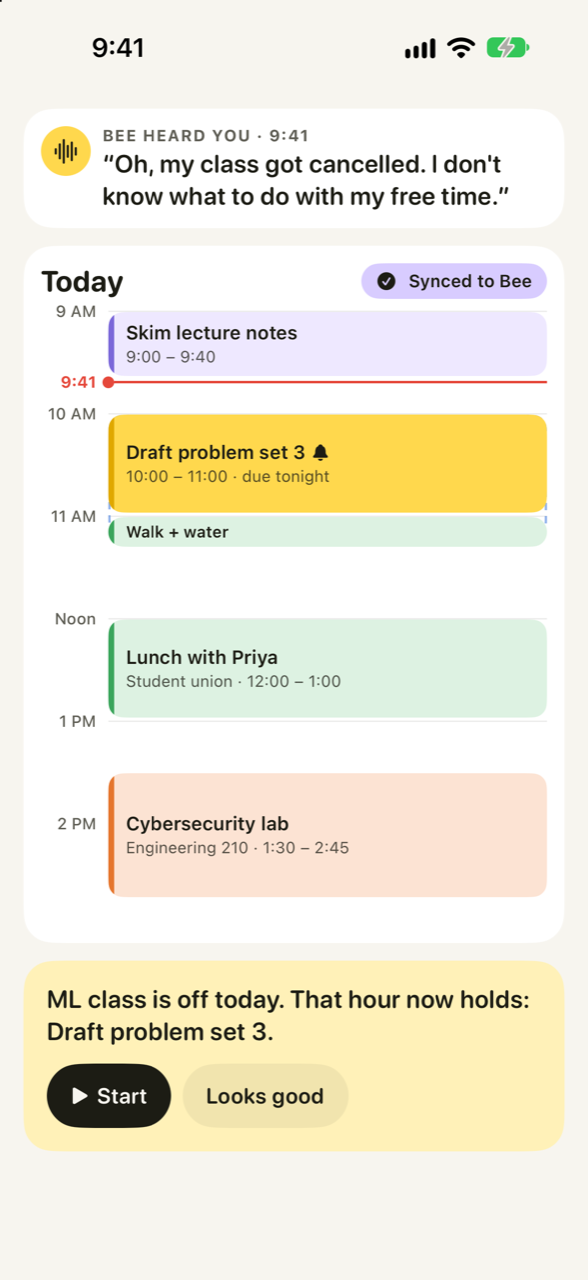 Today's calendar rearranged: Draft problem set 3 moved into the freed 10 AM hour